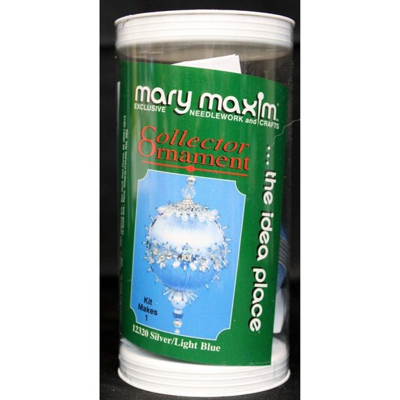 2001 Mary Maxim Collector Ornament Craft Kit Silver Light Blue Ball Pins Beads - Picture 1 of 6